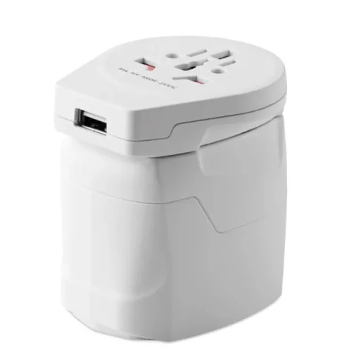 Gift Campaign Adattatore da viaggio con logo della marca Skross Pro World & USB> Accessori Da Viaggio