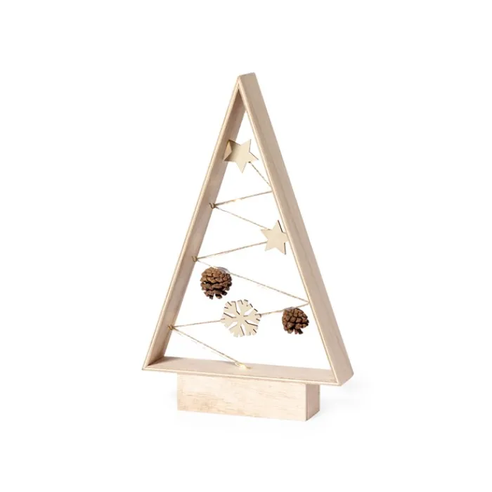 Gift Campaign Albero di Natale da tavolo in legno naturale con 8 lucine a LED> Gadget Natalizi