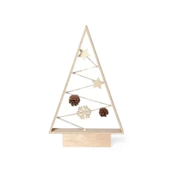 Gift Campaign Albero di Natale da tavolo in legno naturale con 8 lucine a LED><noscript><img width=