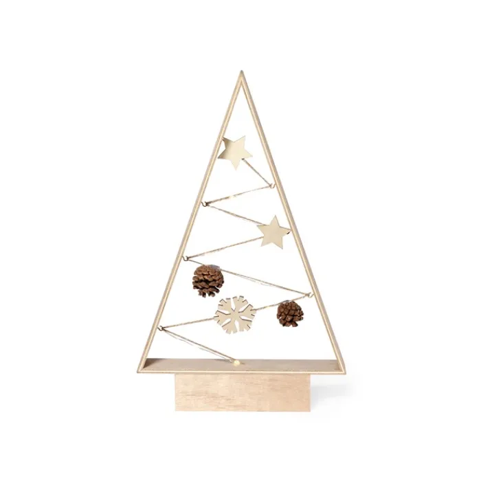 Gift Campaign Albero di Natale da tavolo in legno naturale con 8 lucine a LED> Gadget Natalizi