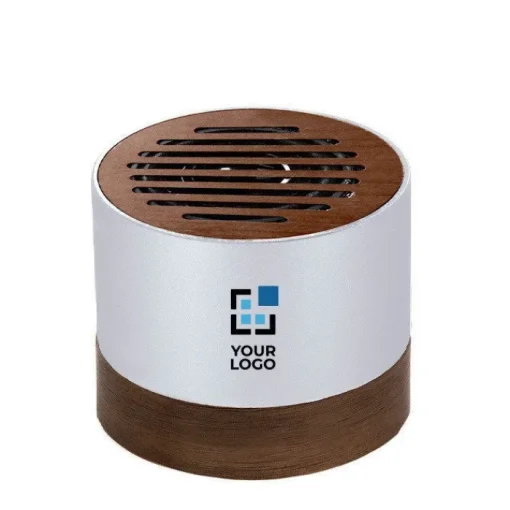 Gift Campaign Altoparlante in alluminio riciclato GRS e legno di noce 3W> Casse Personalizzate
