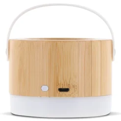 Gift Campaign Altoparlante wireless in bambù e ABS con base e manico in bianco 3W></noscript> Casse Personalizzate