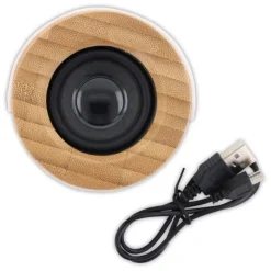 Gift Campaign Altoparlante wireless in bambù e ABS con base e manico in bianco 3W></noscript> Casse Personalizzate