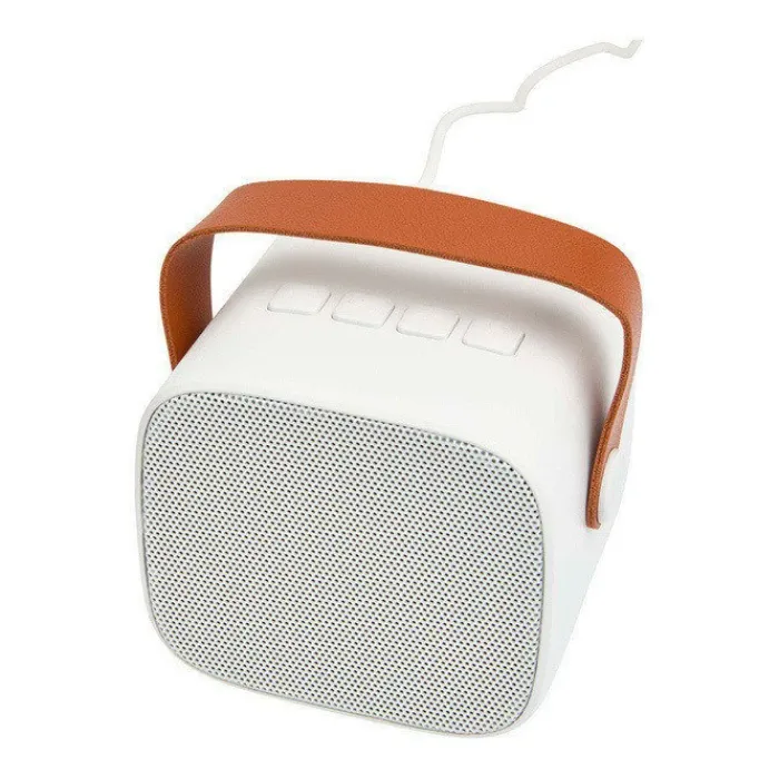 Gift Campaign Altoparlante wireless in plastica riciclata con cinturino in pelle 3W> Casse Personalizzate