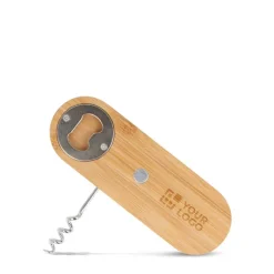 Gift Campaign Apribottiglie in bambù che può aprire anche i tappi in sughero><noscript><img width=