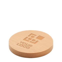 Gift Campaign Apribottiglie personalizzati con funzione di sottobicchieri Round Bamboo><noscript><img width=