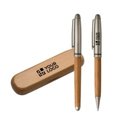 Gift Campaign Astuccio in bambù con penna e roller inchiostro blu Bambù></noscript> Penne Ecologiche