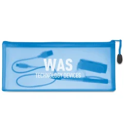 Gift Campaign Astuccio pubblicitario in PVC trasparente azzurro ClearView><noscript><img width=