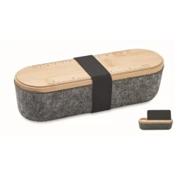 Gift Campaign Astuccio rigido in feltro RPET con coperchio in bambù e righello> Astucci