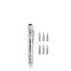 Gift Campaign Attrezzo multiuso in alluminio riciclato con penna torcia e cacciavite><noscript><img width=