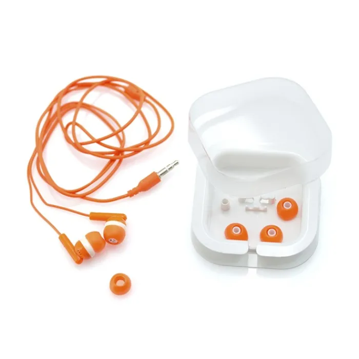 Gift Campaign Auricolari in vari colori con connessione jack in custodia quadrata> Auricolari Personalizzati