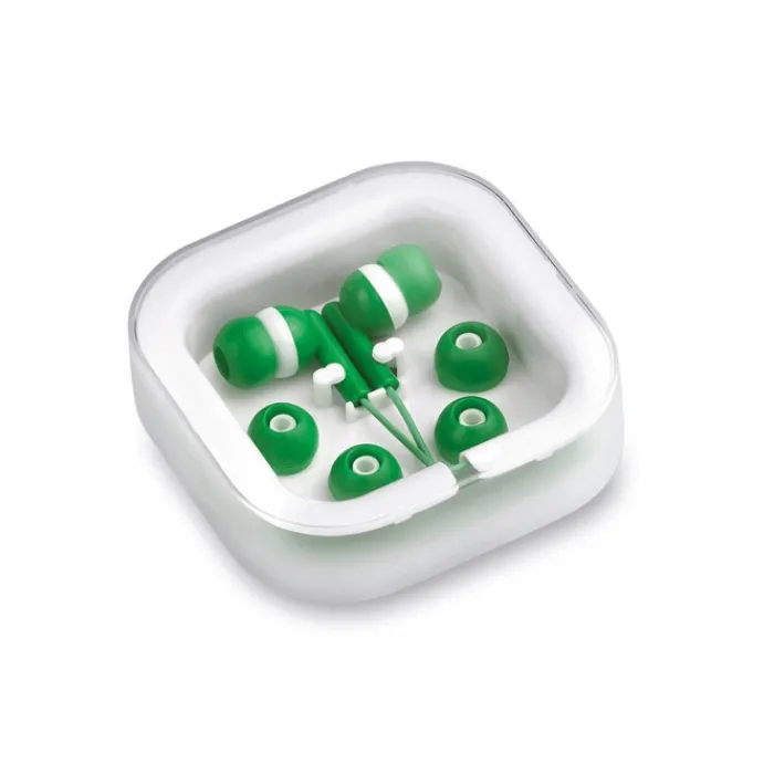 Gift Campaign Auricolari in vari colori con connessione jack in custodia quadrata> Auricolari Personalizzati