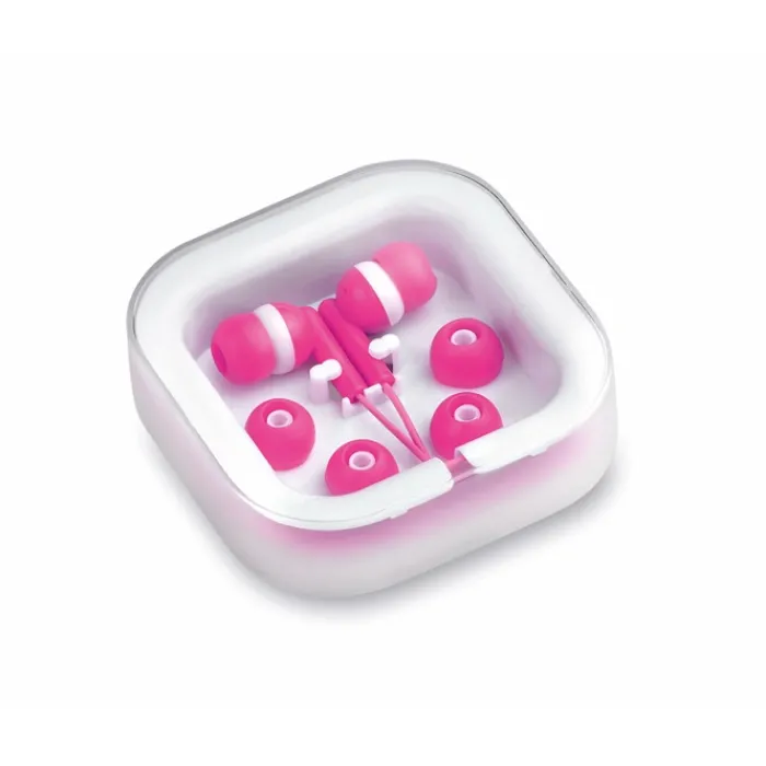 Gift Campaign Auricolari in vari colori con connessione jack in custodia quadrata> Auricolari Personalizzati