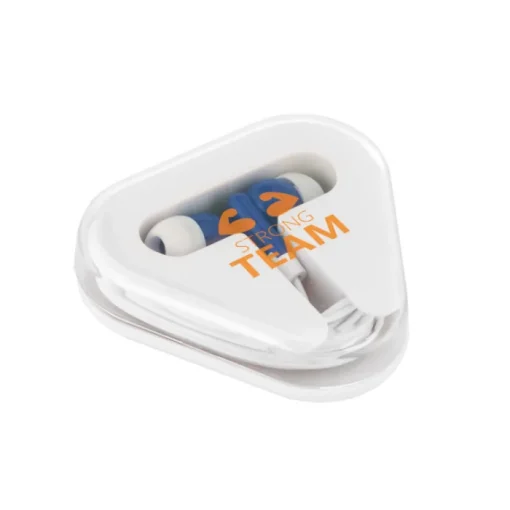 Gift Campaign Auricolari promozionali con cavetto in astuccio triangolare Bass> Auricolari Personalizzati