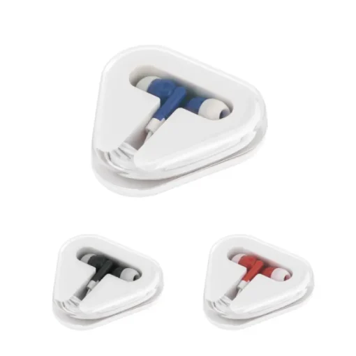 Gift Campaign Auricolari promozionali con cavetto in astuccio triangolare Bass> Auricolari Personalizzati