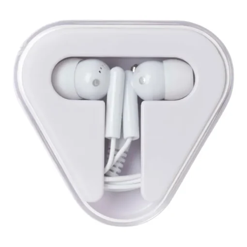 Gift Campaign Auricolari semplici con connettore audio e custodia triangolare> Auricolari Personalizzati
