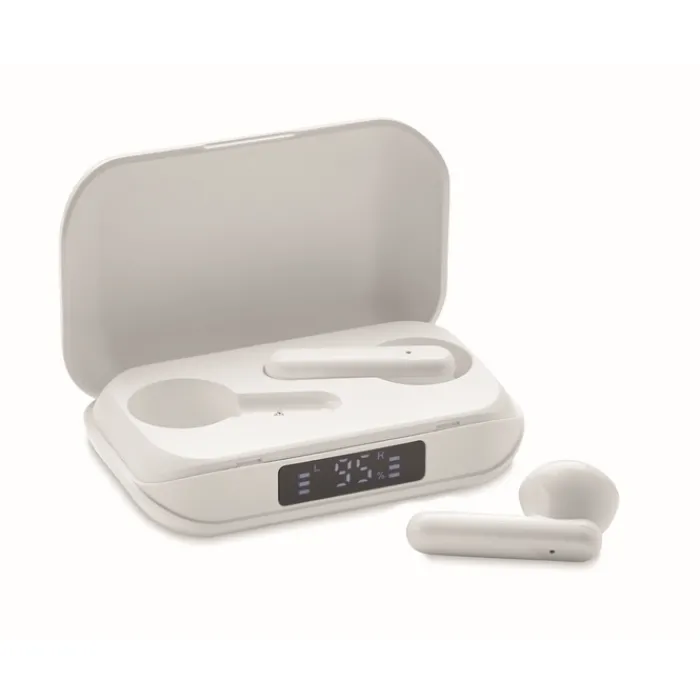 Gift Campaign Auricolari TWS in ABS riciclato in custodia con display LCD> Auricolari Personalizzati