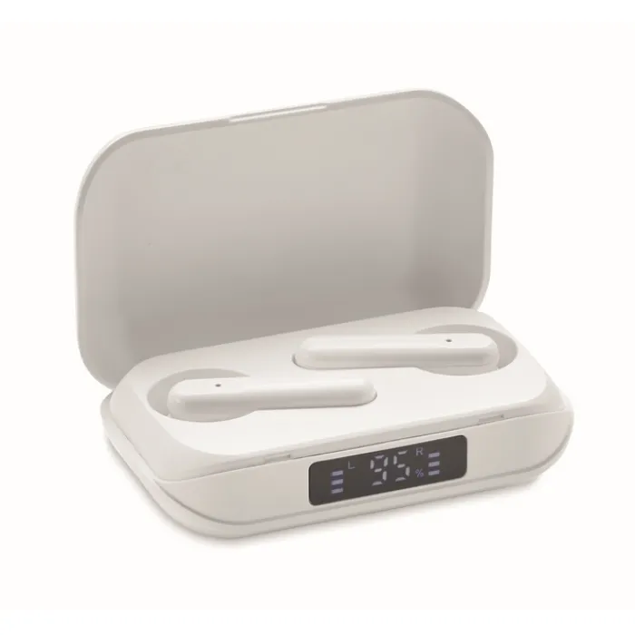 Gift Campaign Auricolari TWS in ABS riciclato in custodia con display LCD> Auricolari Personalizzati