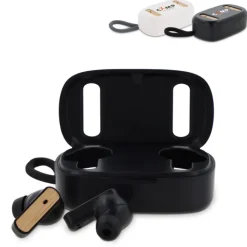 Gift Campaign Auricolari wireless in ABS con dettagli in bambù con custodia abbinata></noscript> Auricolari Personalizzati