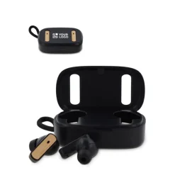 Gift Campaign Auricolari wireless in ABS con dettagli in bambù con custodia abbinata></noscript> Auricolari Personalizzati