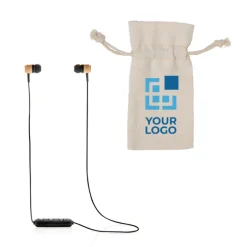 Gift Campaign Auricolari wireless in ABS e bambù con estremità magnetiche Bamboo></noscript> Auricolari Personalizzati