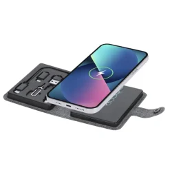 Gift Campaign Base di ricarica wireless con custodia in poliestere rPET con cavetto><noscript><img width=