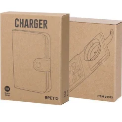 Gift Campaign Base di ricarica wireless con custodia in poliestere rPET con cavetto><noscript><img width=