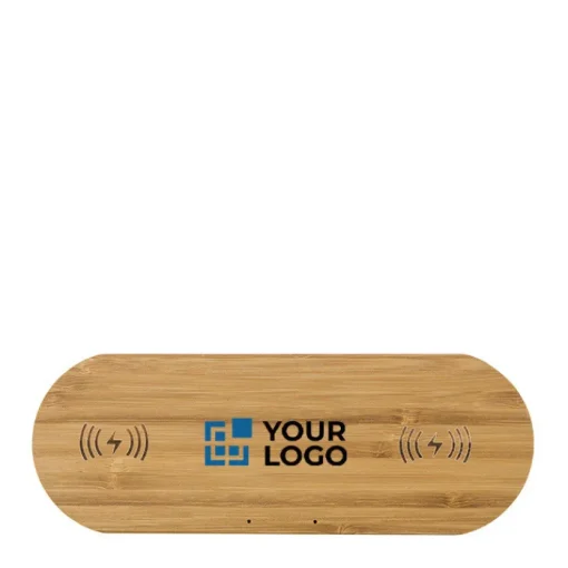 Gift Campaign Base ricarica per 2 cellulari wireless personalizzata in Bambú> Caricabatterie