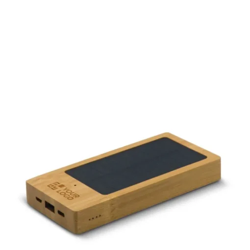 Gift Campaign Batteria esterna in bambù FSC con pannello solare e capacità 8.000 mAh> Power Bank Personalizzati