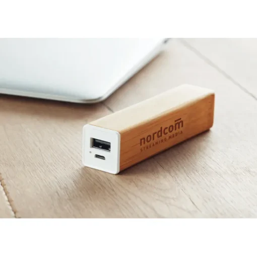 Gift Campaign Batteria portatile con scocca in bambù da 2.200 mAh Powerbank Bamboo> Power Bank Personalizzati