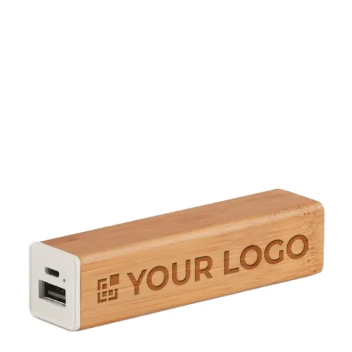 Gift Campaign Batteria portatile con scocca in bambù da 2.200 mAh Powerbank Bamboo> Power Bank Personalizzati