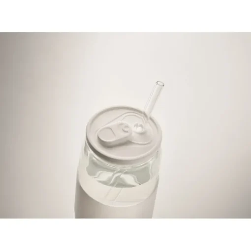 Gift Campaign Bicchiere con cannuccia in vetro, tappo e fascia in silicone 550ml> Bicchieri Di Vetro Personalizzati
