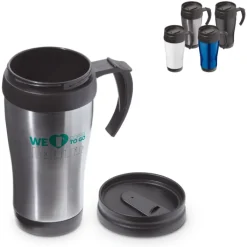 Gift Campaign Bicchiere da viaggio a doppia parete in acciaio e PP con manico 350ml></noscript> Bicchieri Termici Personalizzati