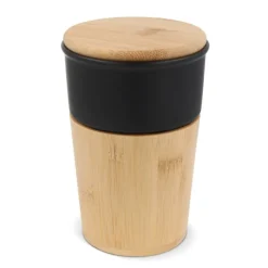 Gift Campaign Bicchiere di ceramica con dettagli in bambù e tappo a pressione 300ml></noscript> Bicchieri Take Away
