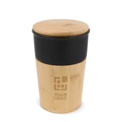 Gift Campaign Bicchiere di ceramica con dettagli in bambù e tappo a pressione 300ml></noscript> Bicchieri Take Away