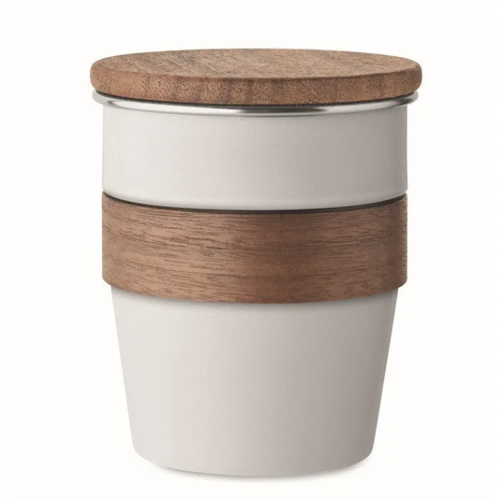 Gift Campaign Bicchiere in acciaio inox con impugnatura rimovibile in legno 350ml> Bicchieri Take Away