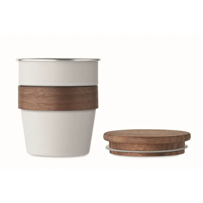 Gift Campaign Bicchiere in acciaio inox con impugnatura rimovibile in legno 350ml> Bicchieri Take Away