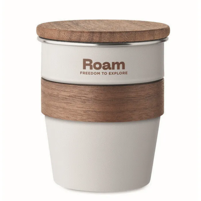 Gift Campaign Bicchiere in acciaio inox con impugnatura rimovibile in legno 350ml> Bicchieri Take Away