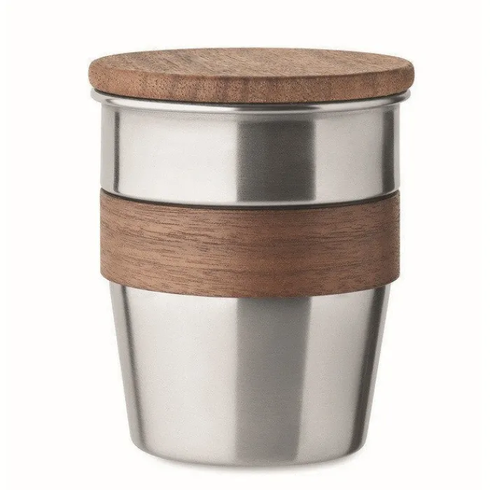 Gift Campaign Bicchiere in acciaio inox con impugnatura rimovibile in legno 350ml> Bicchieri Take Away
