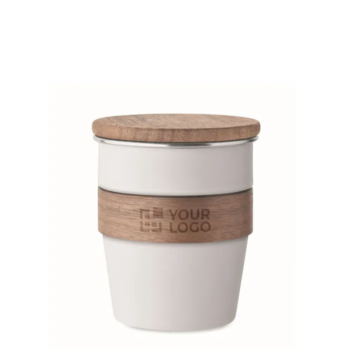Gift Campaign Bicchiere in acciaio inox con impugnatura rimovibile in legno 350ml> Bicchieri Take Away
