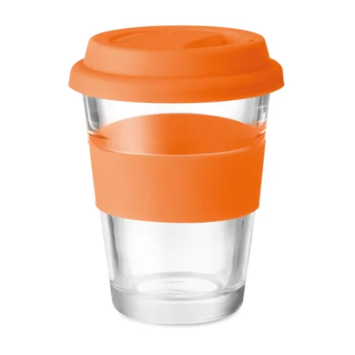 Gift Campaign Bicchiere take away con tappo e fascia silicone 350ml Takeaway Cristal> Bicchieri Take Away