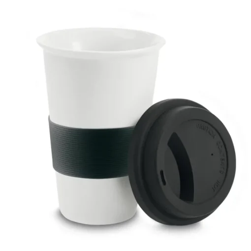 Gift Campaign Bicchiere take away in ceramica coperchio e fascia 400ml Takeaway Plus> Bicchieri Take Away