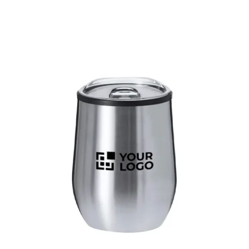 Gift Campaign Bicchiere termico in acciaio inox con coperchio trasparente 330 ml> Bicchieri Take Away