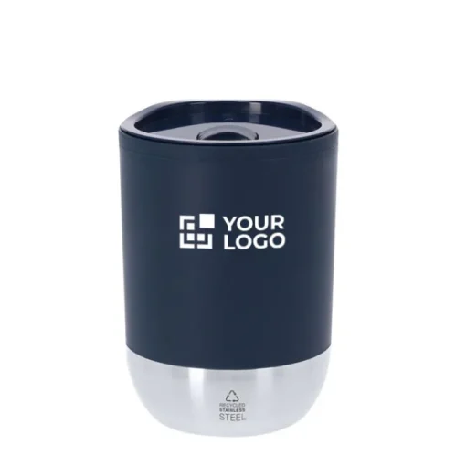 Gift Campaign Bicchiere termico in PP riciclato e base in acciaio con tappo 290ml> Bicchieri Take Away