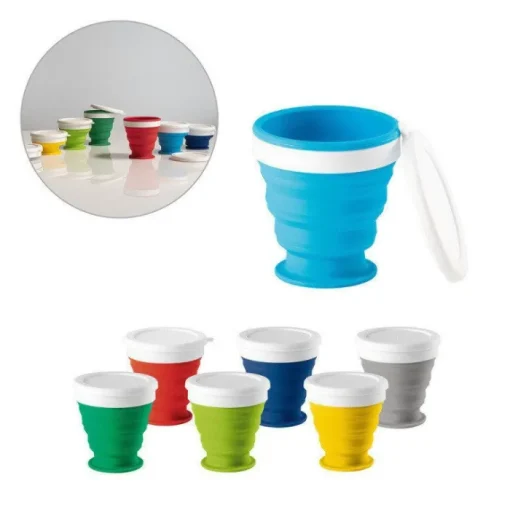 Gift Campaign Bicchieri promozionali pieghevoli con tappo bianco Colors 250 ml> Bicchieri Di Plastica Personalizzati
