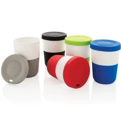 Gift Campaign Bicchieri take away con base e tappo in silicone colorati 380ml Funny></noscript> Bicchieri Take Away