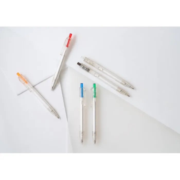 Gift Campaign Biro con logo dal corpo trasparente inchiostro nero Transparent RPET> Penne Ecologiche