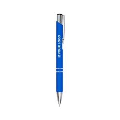 Gift Campaign Biro promozionale in alluminio corpo gommoso inchiostro blu Glober></noscript> Penne In Metallo