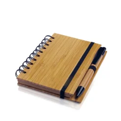 Gift Campaign Block notes A6 in bambù con spirale laterale fogli a righe e penna blu></noscript> Taccuini Ecologici|Taccuini Tascabili E Quadernini A6