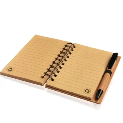 Gift Campaign Block notes A6 in bambù con spirale laterale fogli a righe e penna blu></noscript> Taccuini Ecologici|Taccuini Tascabili E Quadernini A6